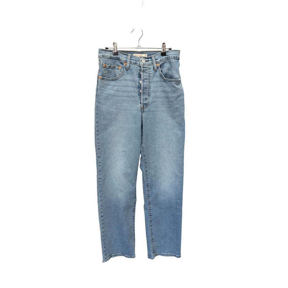 Levi's Ribcage Straight Women Size 30 Blue Light Wash High Rise Button Fly Jeans